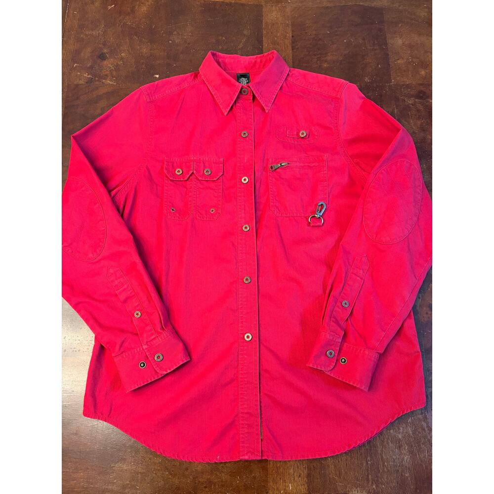 Vintage Lauren Ralph Lauren Red Corduroy Shirt Womens M Snap Buttons